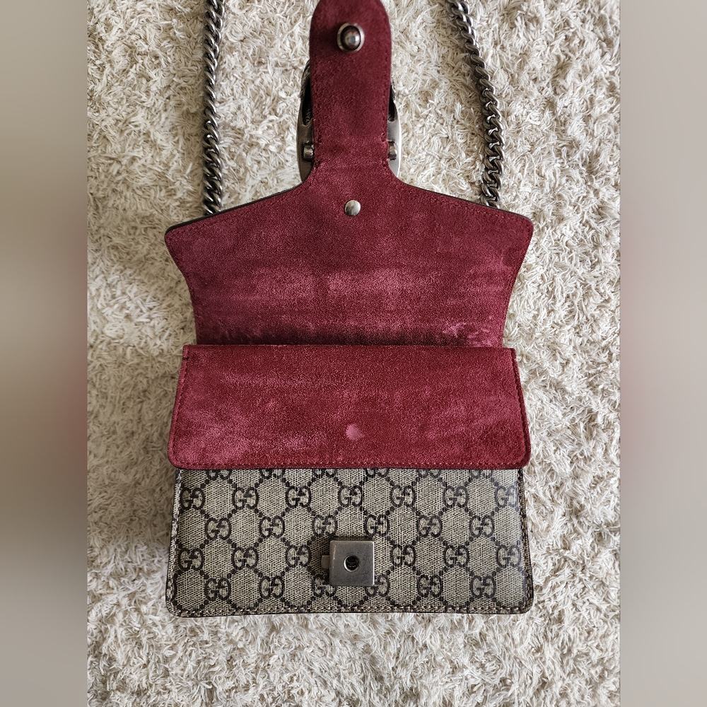 🌸 GUCCI Bloom 🌸 GG Supreme Mini Dionysus Floral Accent Crossbody Bag Purse - Picture 7 of 9